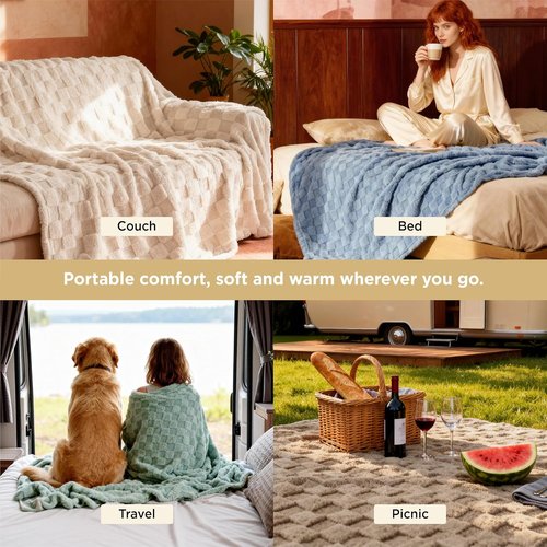 Bedsure GentleSoft Queen Size Blanket - Super Soft Cozy Fleece Throw in Sage Green, 90x90 Inches
