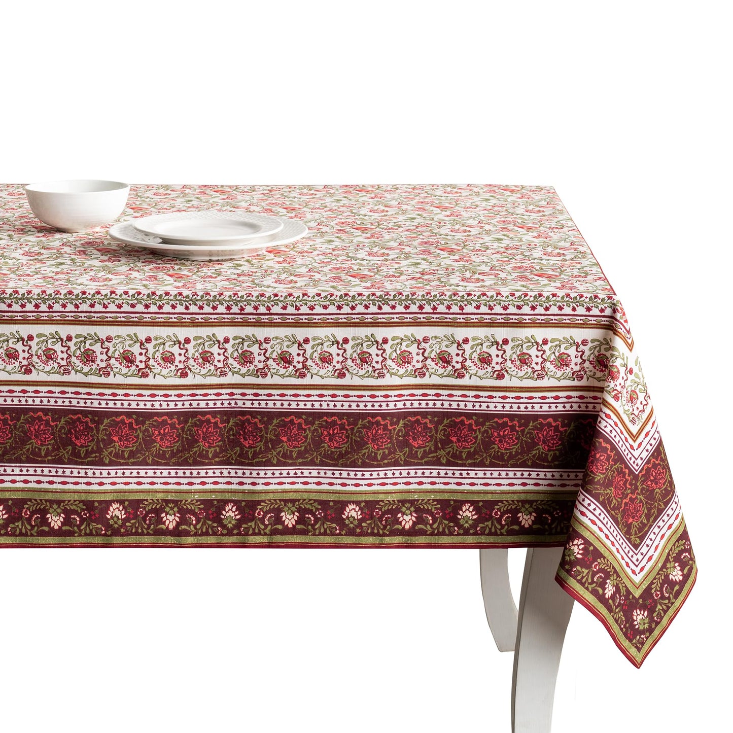 Maison d' Hermine Table Cloth Square Table 100% Cotton 60 x 60 Inches Fall Tablecloth Reusable Everyday Use for Thanksgiving Christmas Decorations Dining Farmhouse Party (Reveillon Au Jardin)