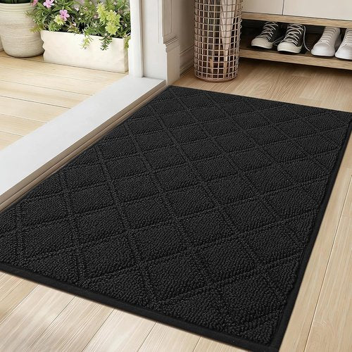BEQHAUSE Dirt Trapper Door Mat - Non-Slip, Washable, Absorbent Entrance Mat | 20" x 32", Black