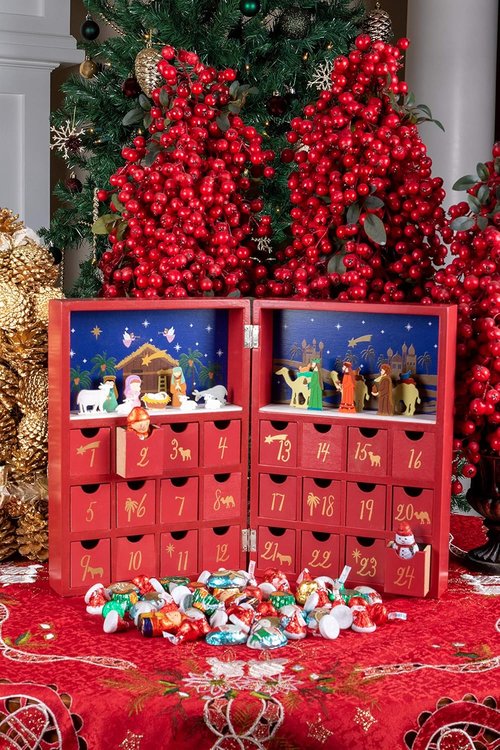 Clever Creations Wooden Advent Calendar - Festive Christmas Countdown with Nativity Scene Decor