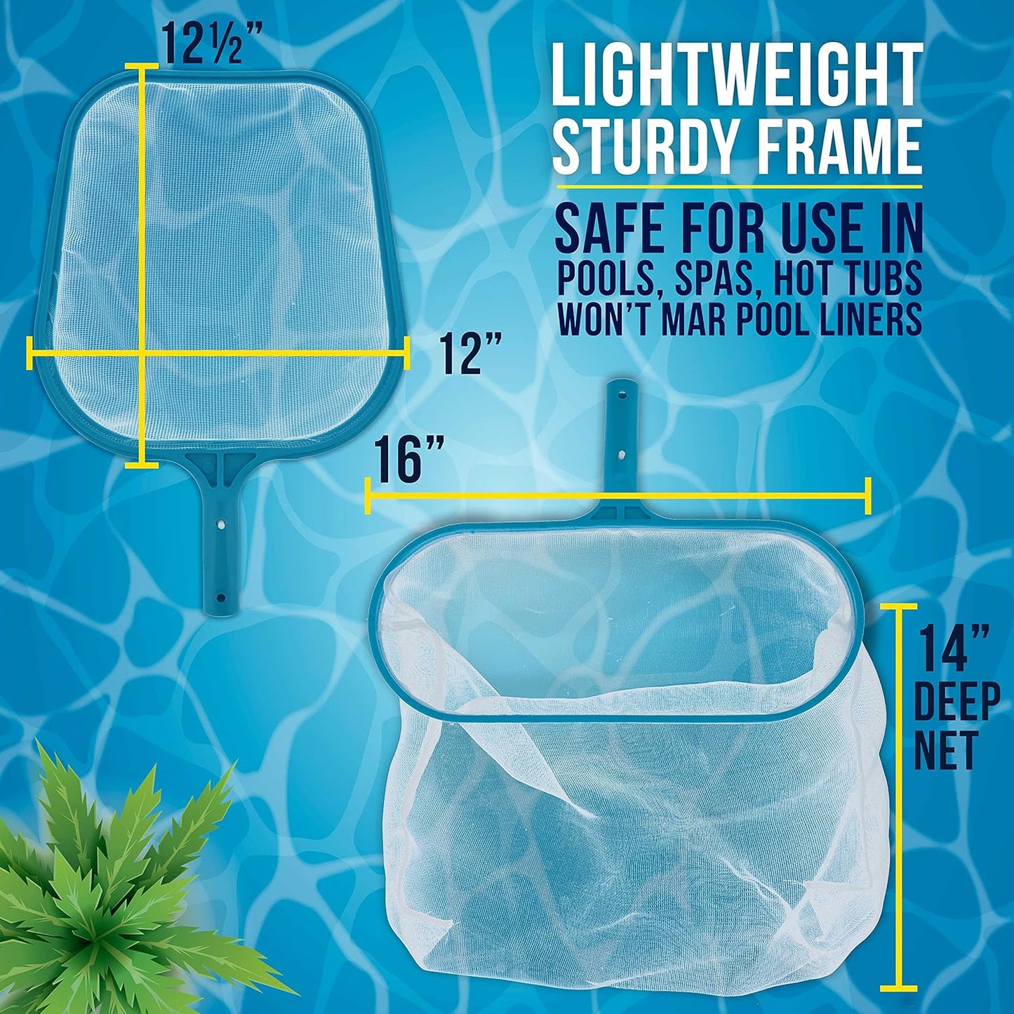 U.S. Pool Supply Professional Swimming Pool Leaf Skimmer Net Set - Fast Debris Removal for Clean Pools | Ideal for Liners, Spas, and Inflatable Pools
