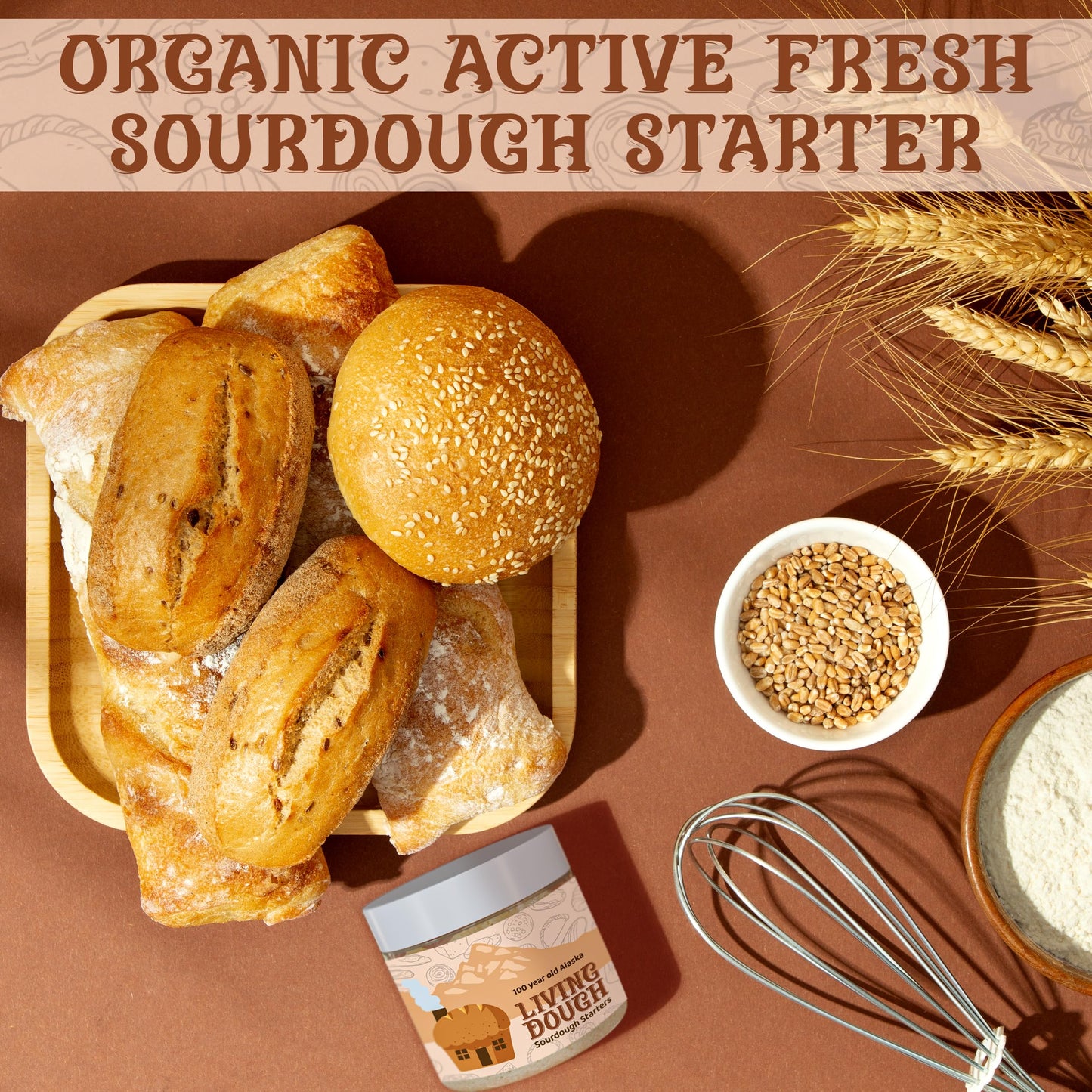 Living Dough - 900 Year Old Sourdough Starter Culture - Active & Live Organic Sourdough Starter for Baking - For Artisan Bread, Pizza Dough, Waffles & More