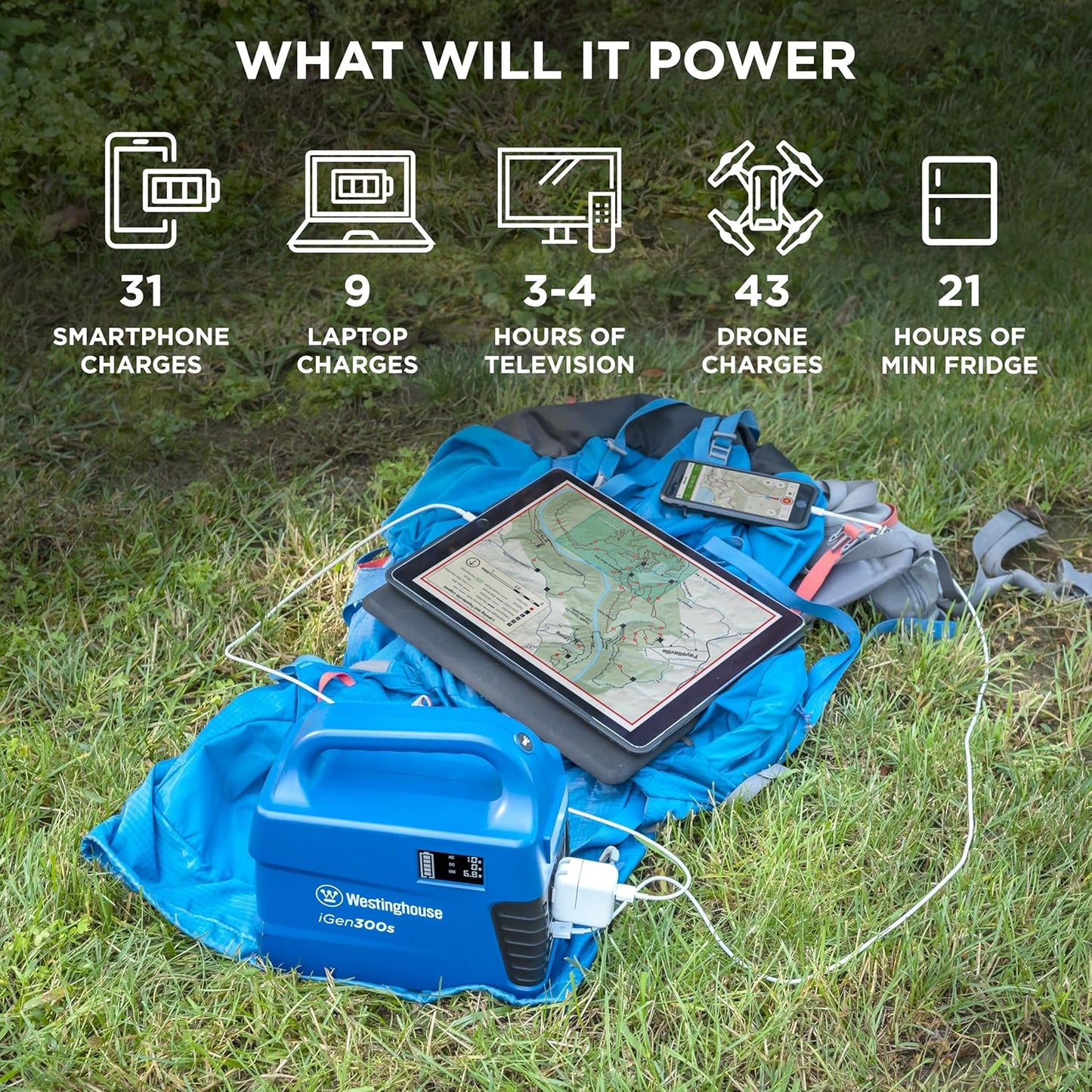 Westinghouse Portable Power Station - 296Wh 600 Peak Watt Lithium Battery | Pure Sine Wave AC Outlet for Camping & Travel