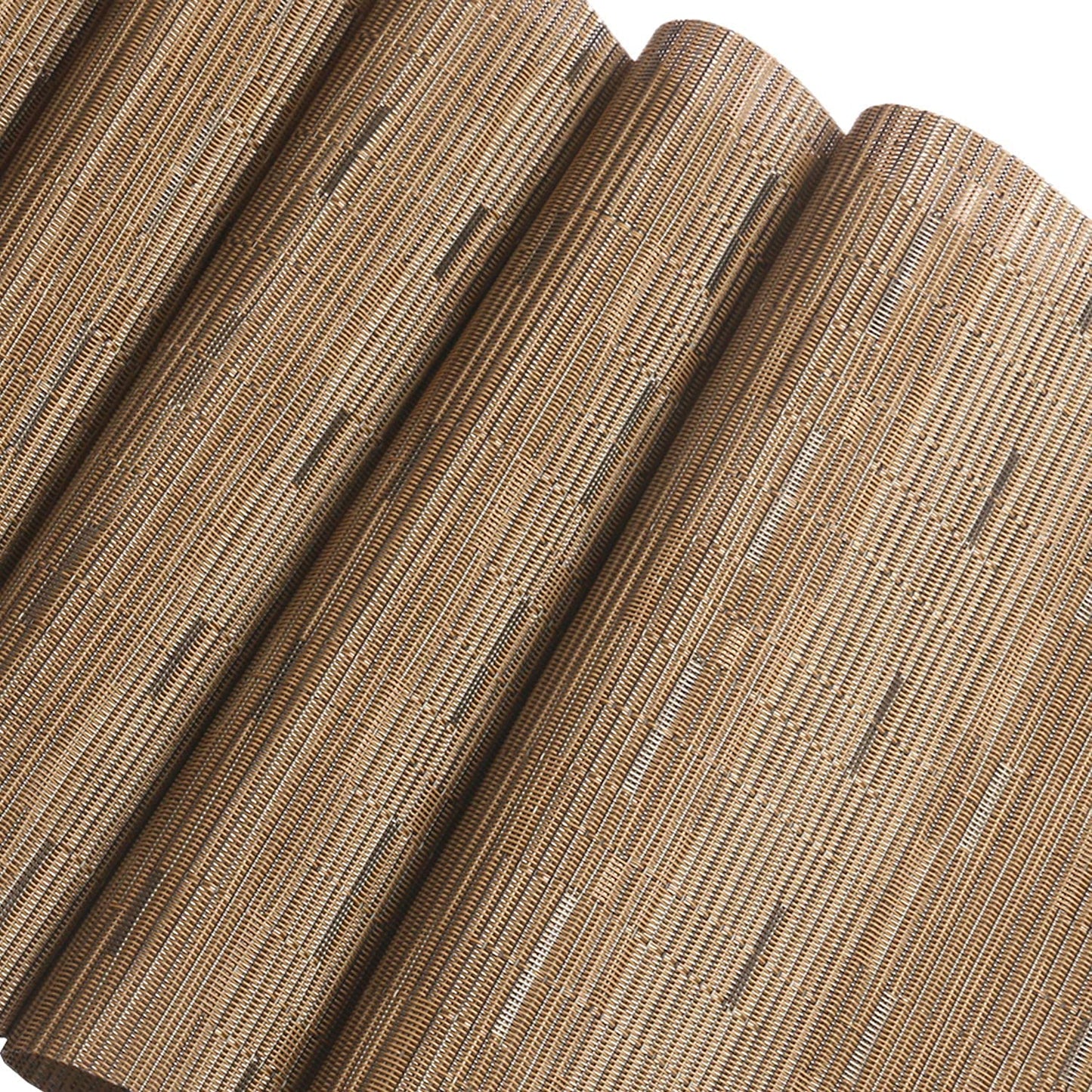 SHACOS Small Round Table Placemats Set of 5 Woven Vinyl Wedge Placemats with Centerpiece Round Table Mats Heat Resistant Wipe Clean (5, Tan)