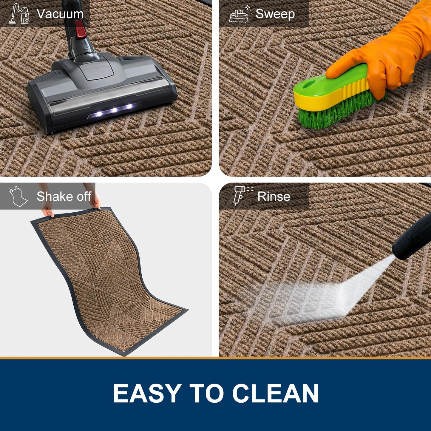 Smiry Front Door Mat Outside Entrance, Heavy Duty Sturdy Natural Rubber Doormat, Trap Dirt and Moisture, Easy Clean Low Profile Welcome Floor Mats for Indoor Outdoor Entry, 36x24 Inch, Coffee