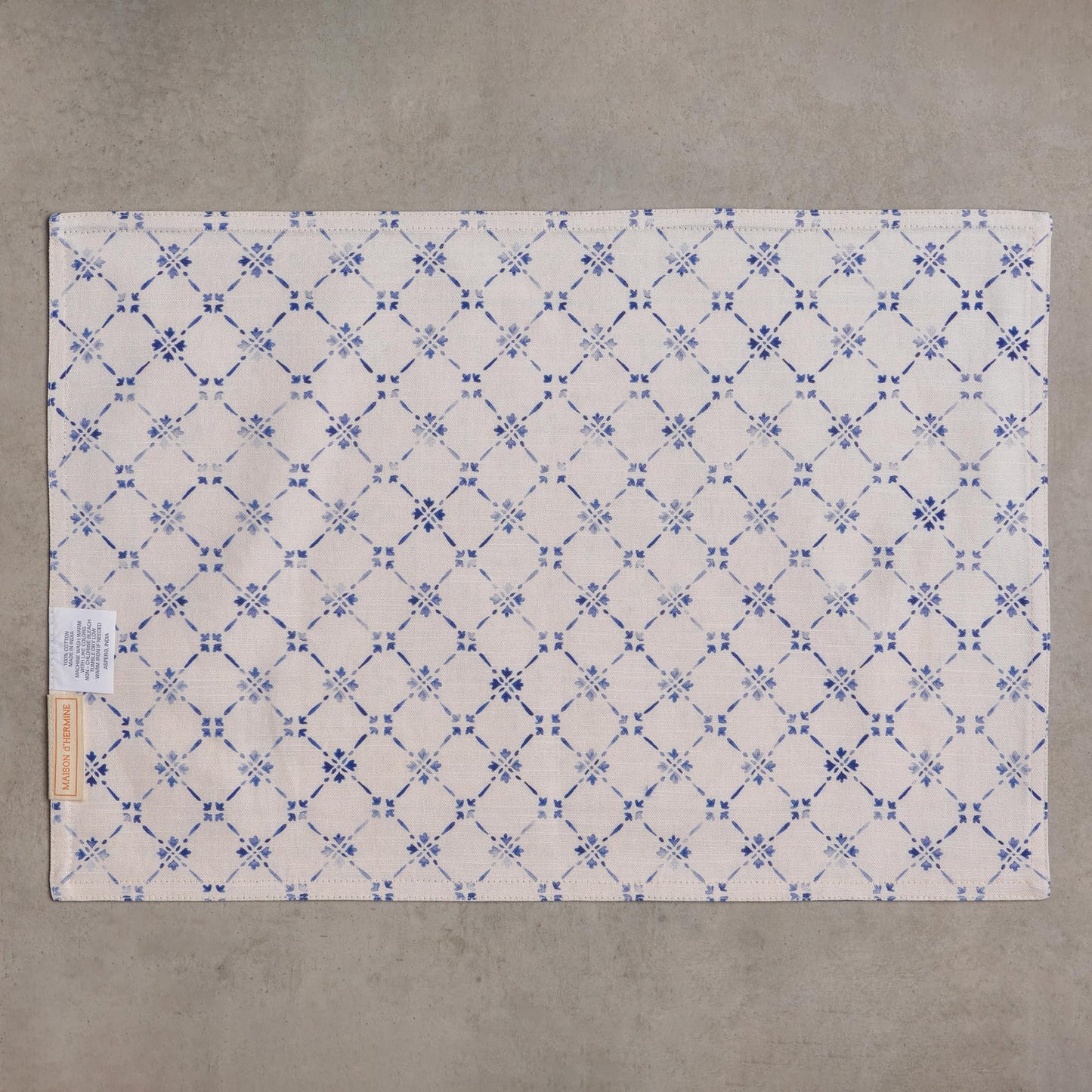 Maison d' Hermine Placemats Set of 4 100% Cotton Washable Cloth Place Mats Reusable Table Mats for Kitchen Dining Party Wedding Gifts for Mothers Day Spring/Summer (Faience, 13" x 19")