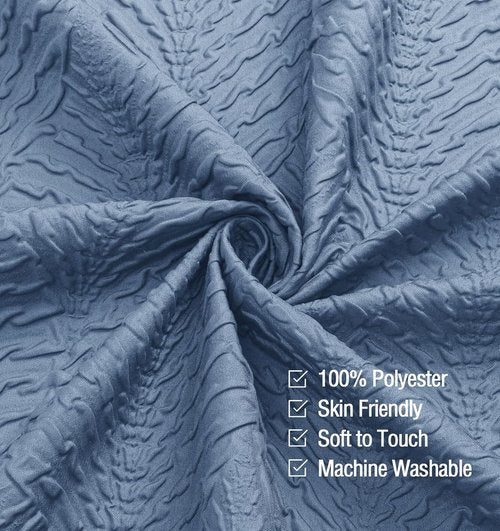 Gibelle Ombre Blue Shower Curtain for Bathroom, 3D Embossed Textured Fabric Shower Curtain, Modern Farmhouse Chic Soft Cloth Shower Curtain Set with Hooks, 72x72