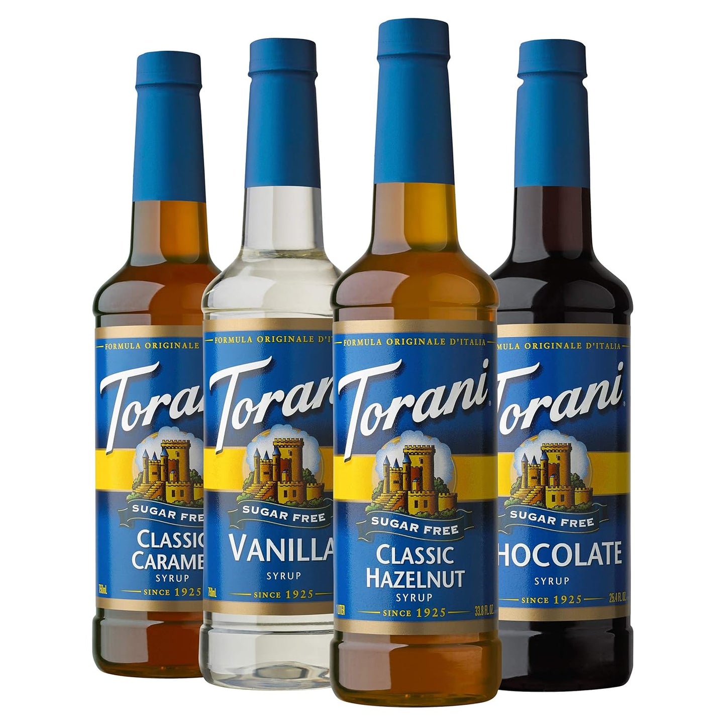 Torani Sugar Free Syrup Variety Pack - 25.4 Ounce Bottles (Set of 4) | Delicious Flavor Options