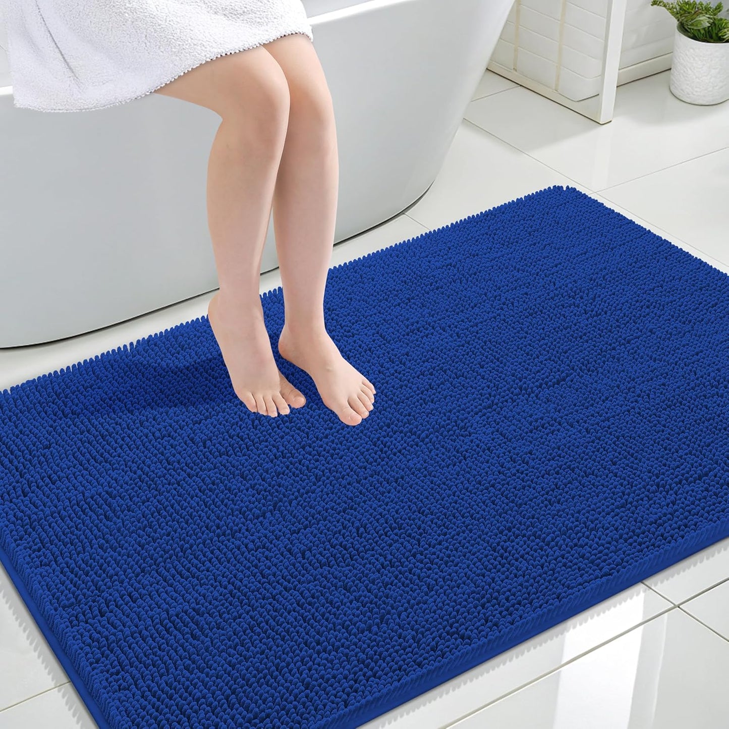 OLANLY Large Bathroom Rugs - Extra Soft Chenille Bath Mats | Quick Dry, Machine Washable, 47x32, Royal Blue