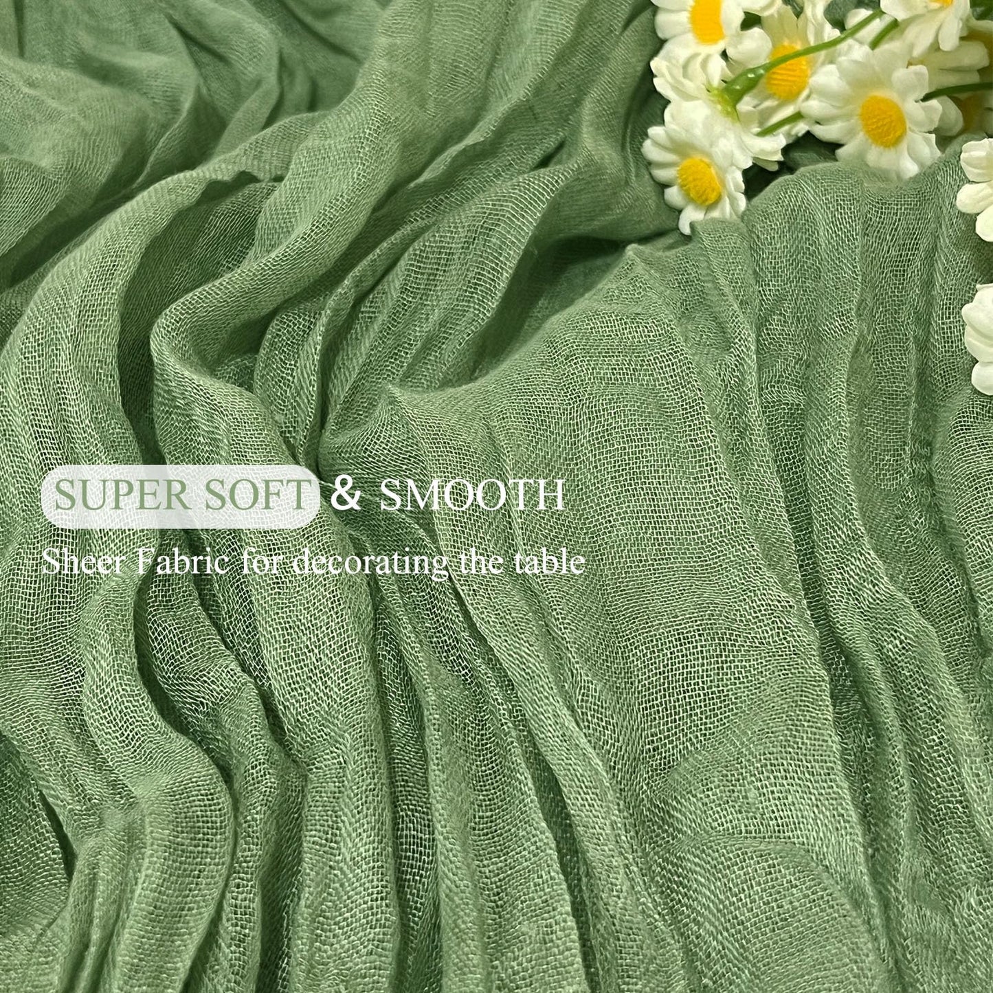12Pack Sage Green Cheese Cloth Table Runner 10Ft Cheesecloth Table Runner Boho Gauze Table Runners Sage Green Wedding Decor for Party Bridal Shower Thanksgiving Christmas