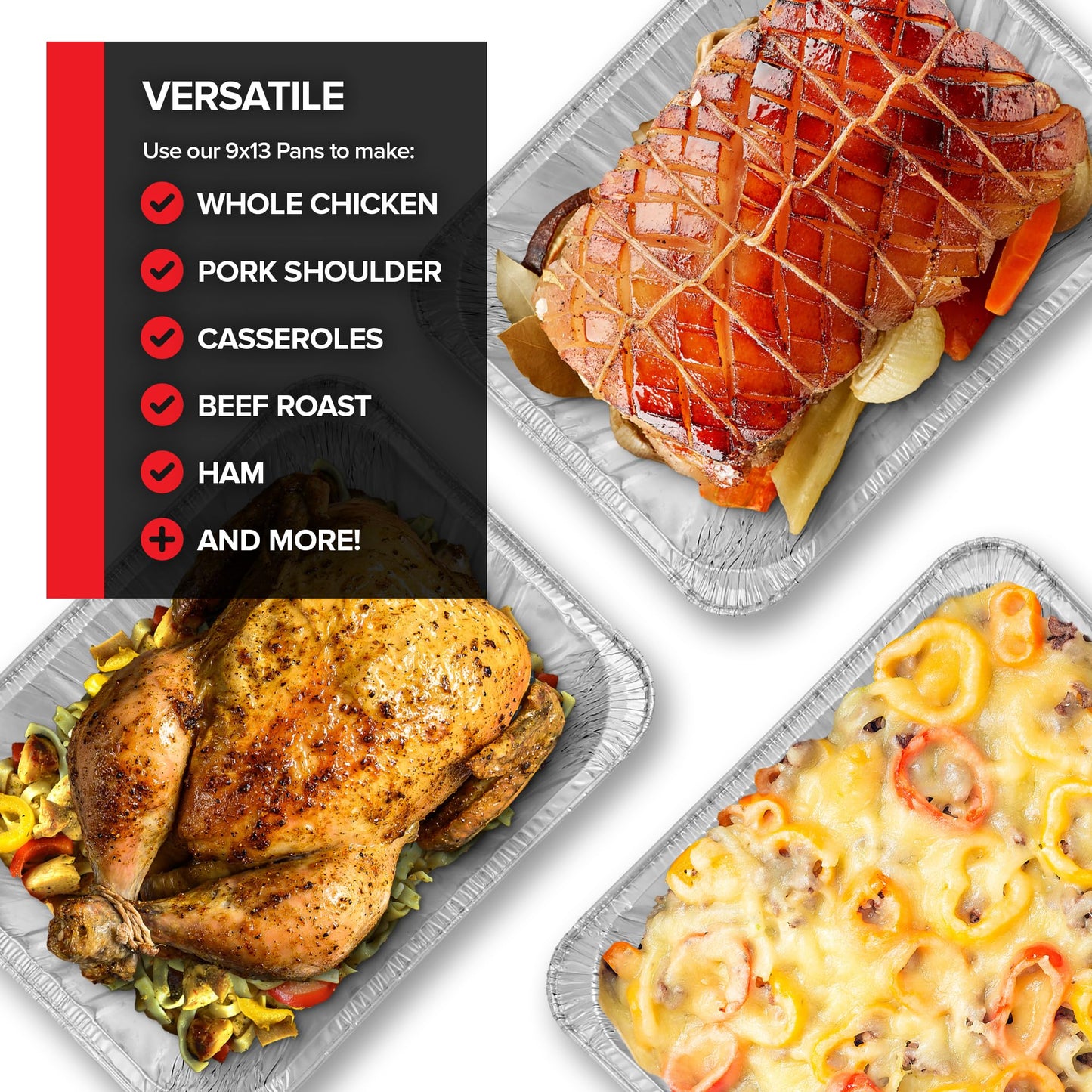 Stock Your Home (20 Pack) Deep Aluminum Pans 9x13, Heavy Duty 4” Deep Foil Pans Disposable Catering Trays, Baking Tins, Large Food Containers for Cooking, Heating, Storage, Serving, Holiday Meal Prep