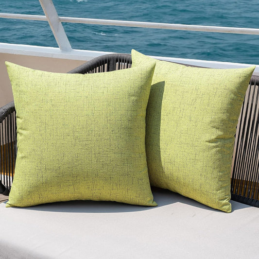 MIULEE Outdoor Throw Pillow Covers - Waterproof Decorative Soft Linen Cushion Shams | 18x18 Inch, Green (Pack of 2)