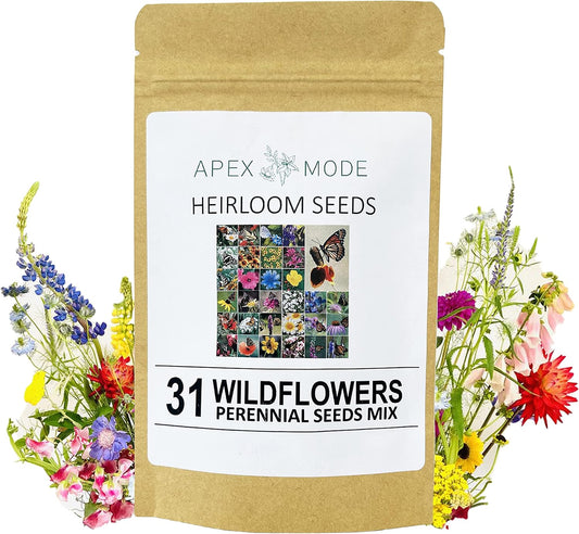 Perennial Wildflower Seeds - 31 Varieties, 100,000+ Non-GMO Seeds for Hummingbird & Butterfly Gardens