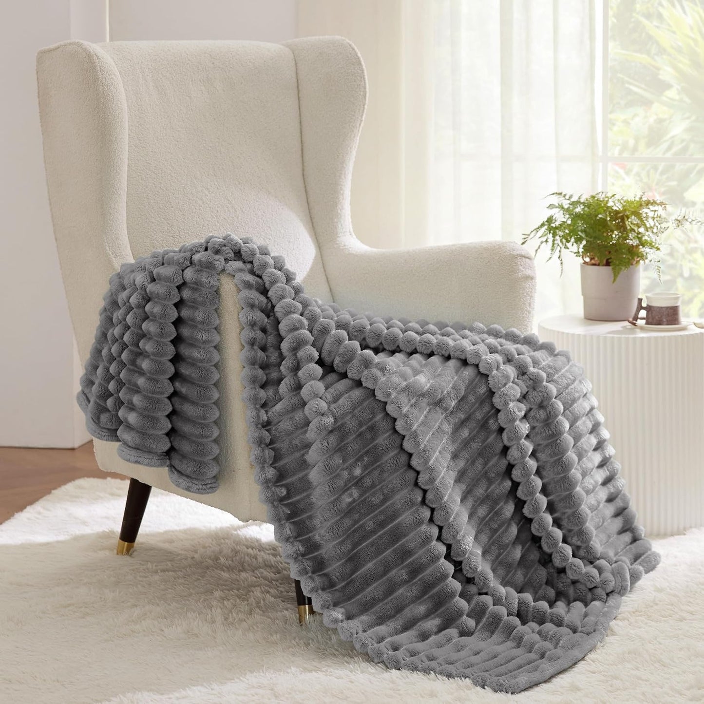 Bedsure GentleSoft Twin Blanket - Cozy Frost Gray Throw for Women & Girls, 66x90 Inches