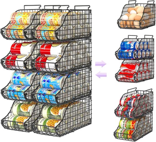 Can Organizer by [Brand Name] - 8-Pack Stackable Pantry Storage Bins | Holds Up to 72 Cans