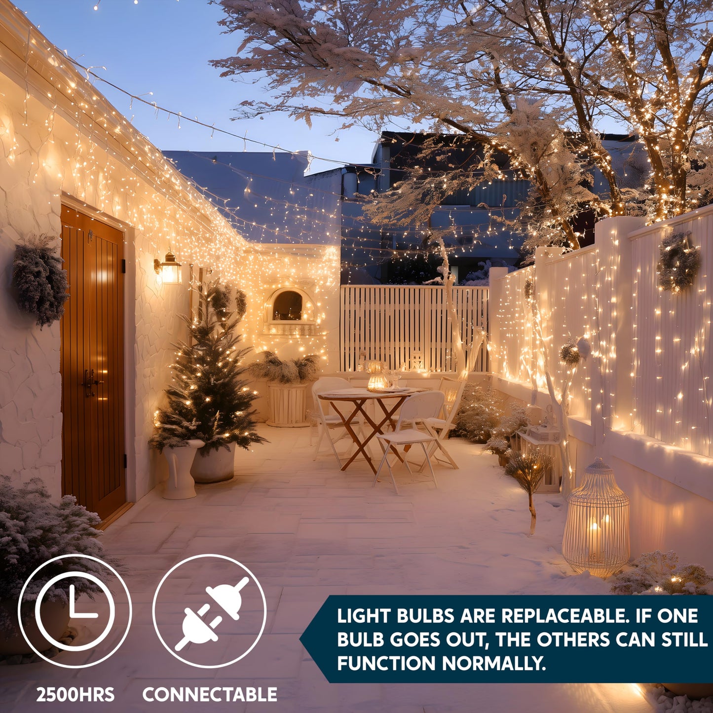 Joiedomi Christmas String Lights Indoor,100 Count Mini Warm Fairy Light Outdoor,21.4 FT Decor for Patio Dorm Classroom Bedroom Holiday Wedding Party Garland Birthday Valentines Day,White Wire
