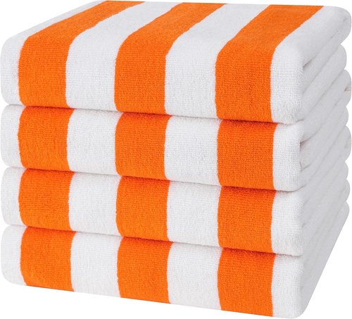 Cotton Paradise Beach Towels - Extra Large 30x60 Inches, Soft & Quick Dry, 4-Pack in Orange