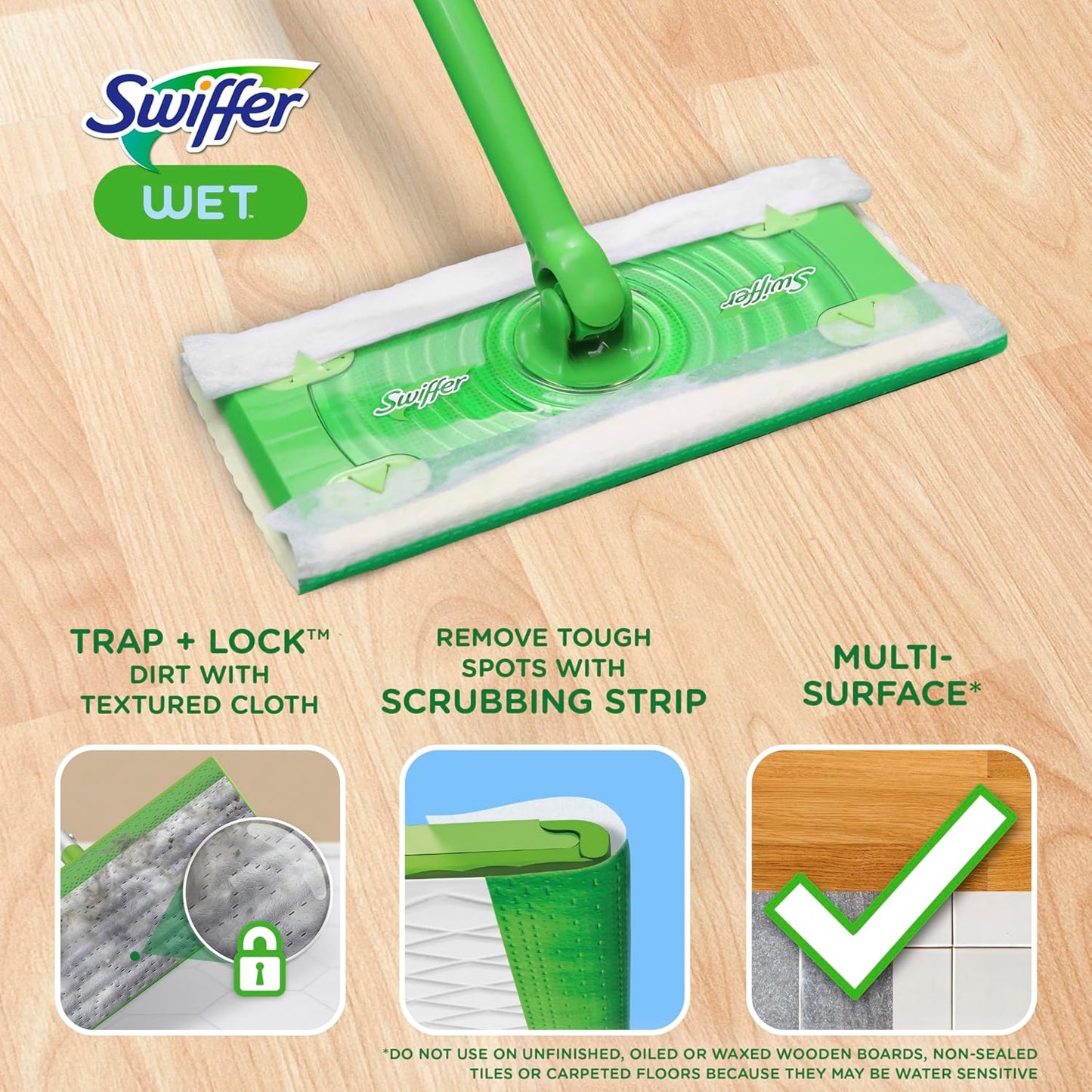 Swiffer Sweep + Mop Wet Pads Refill - All-Purpose Floor Cleaner for Dirt & Dust | 24 Count