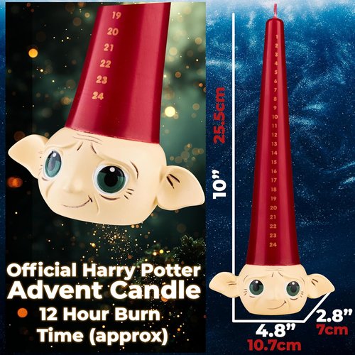 Harry Potter Advent Calendar 2025 - Tapered Unscented Candles & Holder | Snitch Dobby Room Decor