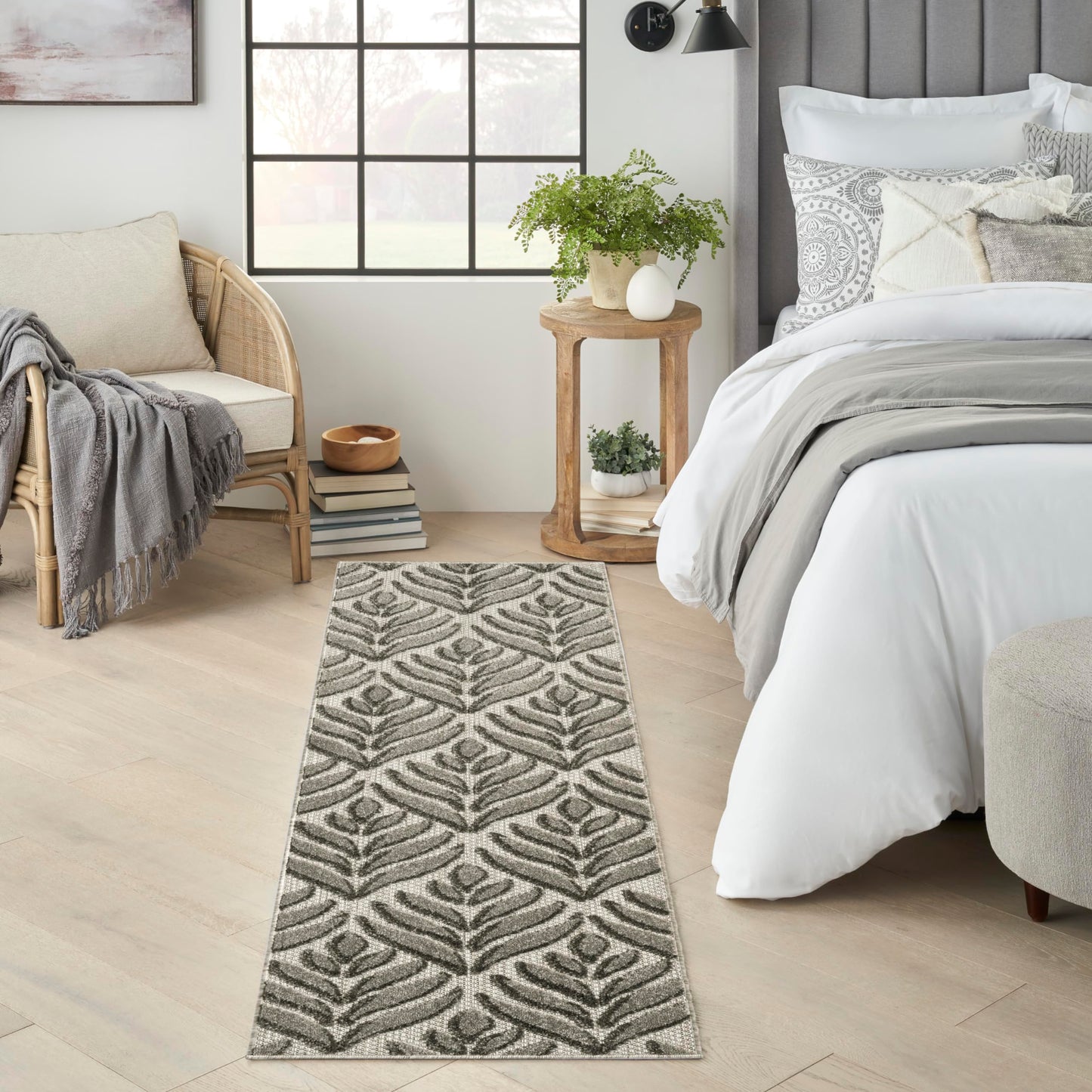 Nourison Aloha Charcoal 2' x 6' Area Rug Easy Clean, Non Shedding, Bed Room, Living Room, Dining Room, Kitchen (6' Runner)