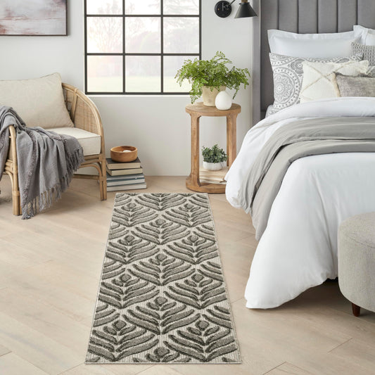 Nourison Aloha Charcoal 2' x 6' Area Rug Easy Clean, Non Shedding, Bed Room, Living Room, Dining Room, Kitchen (6' Runner)