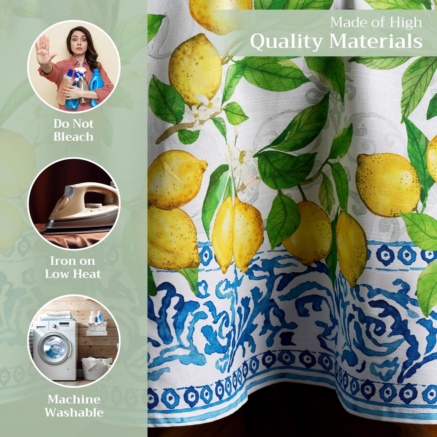 Maison d' Hermine Table Cloth Round Table 100% Cotton 69 Round Inches Tablecloth Reusable Decorative for Dining Kitchen Room Farmhouse Home Gifts for Mothers Day Spring Summer - Cedrat