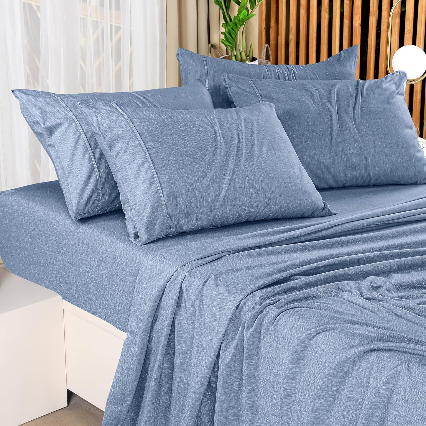 Utopia Bedding California King Sheet Set - Soft, Breathable Microfiber, 4-Piece in Heather Navy