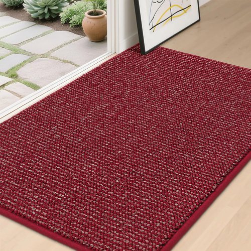 BEQHAUSE Dirt Trapper Door Mat - Non-Slip, Washable, Absorbent Entrance Mat | 32" x 48", Red