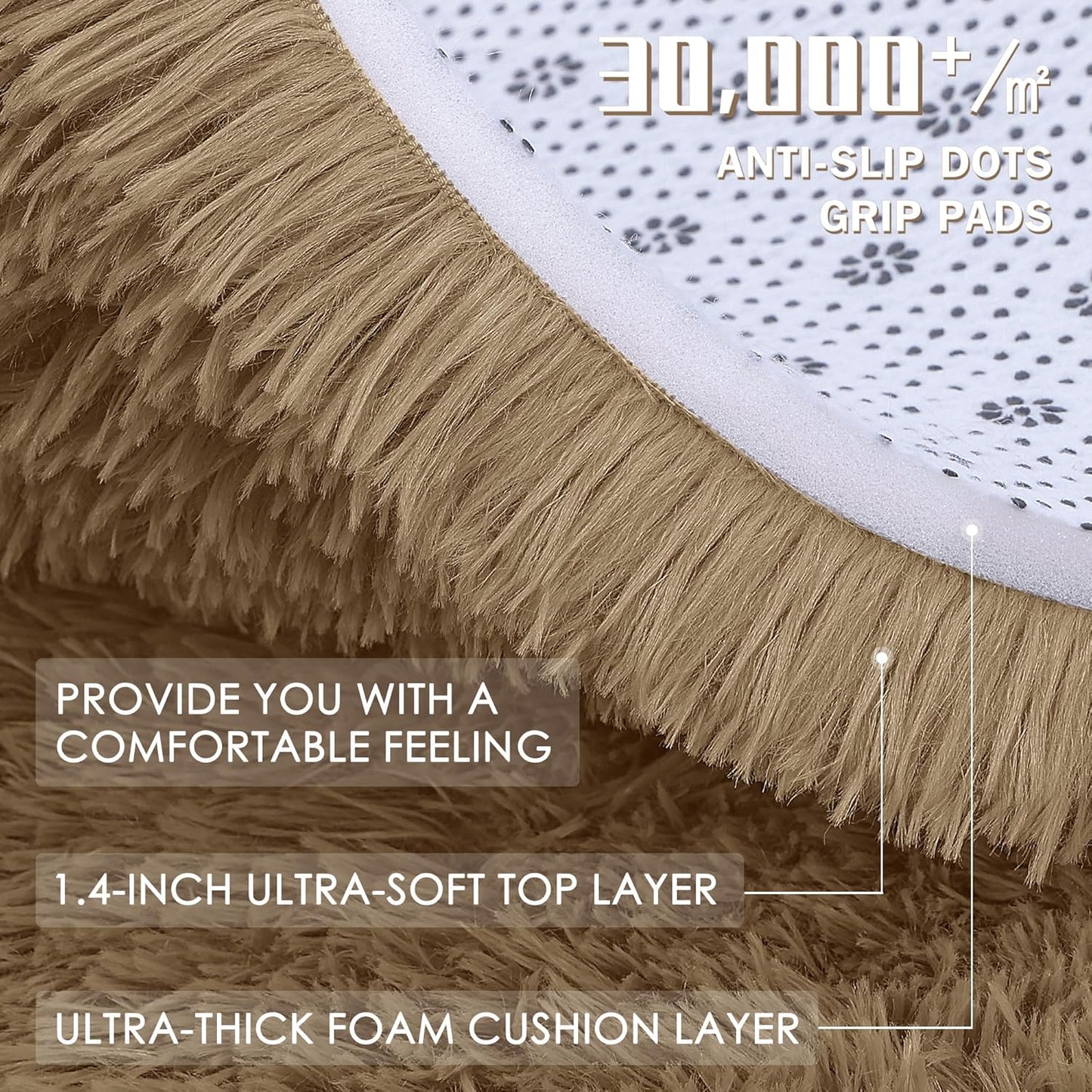 OLANLY Runner Rugs - Soft, Machine Washable Shaggy Design for Hallway & Bedroom | Taupe 2x8 ft