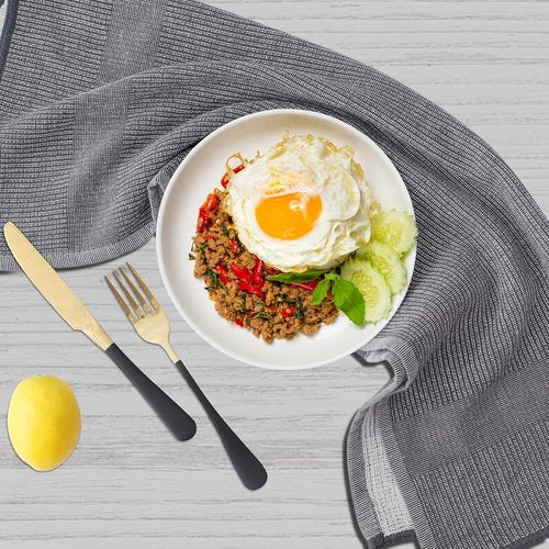 Homaxy Premium Kitchen Towels - Highly Absorbent Cotton Dish Towels (18”x28”, 6 Pack) | Grey with Hanging Loop