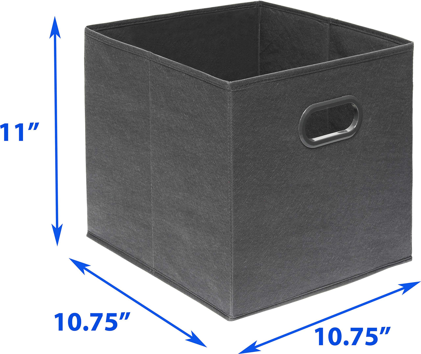 Simple Houseware Foldable Cube Storage Bins with Handles, 11-Inch, Dark Gray, 6-Pack, Fabric Cubes Organizer for Closet or Shelves