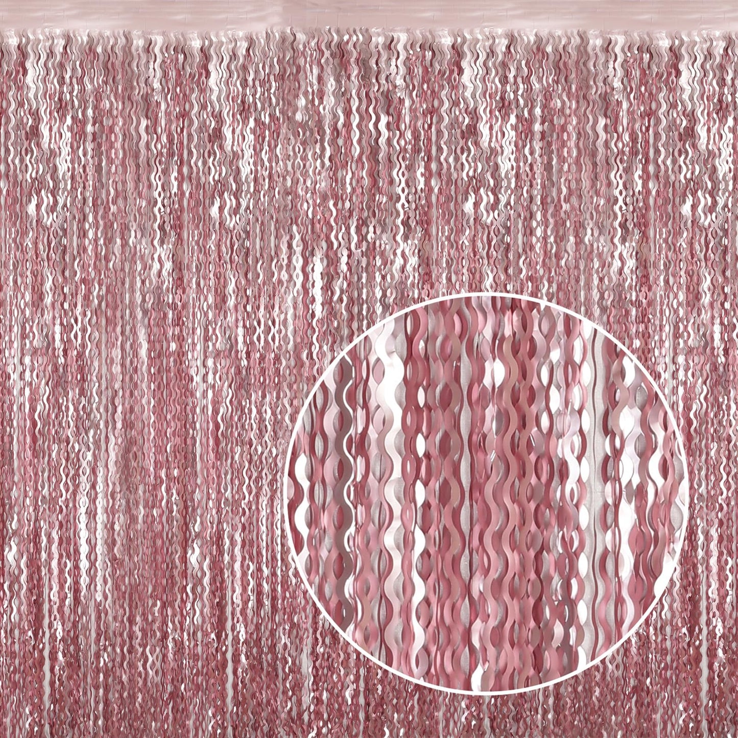 4 Pack 3.3x6.6ft Pink Tinsel Curtain Party Backdrop - Wavy Foil Fringe Curtain Party Streamers for Girl Princess Bachelorette Disco Party Decorations