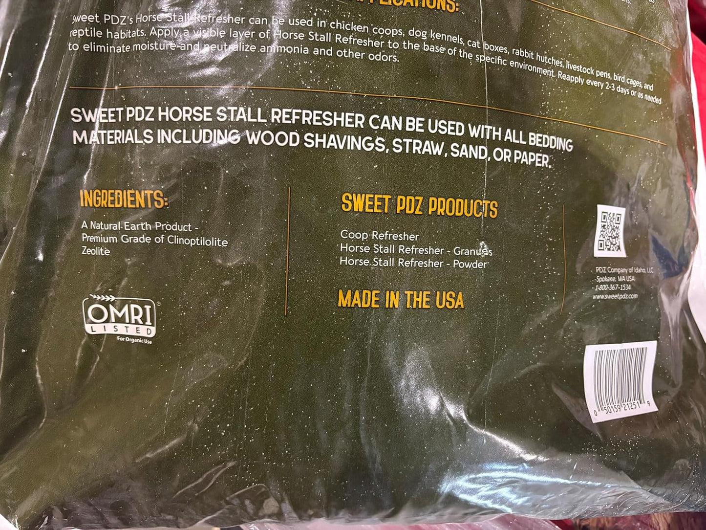 Sweet PDZ Horse Stall Refresher Granules - Effective Odor Eliminator | 40 lbs Size