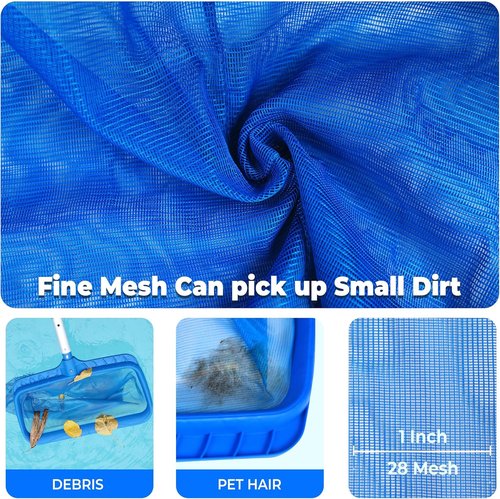 EcoNour Pool Skimmer Net - Heavy Duty Ultra Fine Mesh Leaf Rake for Efficient Cleaning | Fits Standard Poles