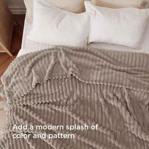 Bedsure GentleSoft Light Brown Fleece Blanket - Cozy, Soft Throw for Couch | 108x90 Inches