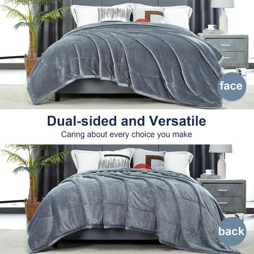 DREAMNINE King Size Fleece Bed Blanket - Luxury Warm Soft Flannel | 90" x 108" | Cozy Grey Microfiber