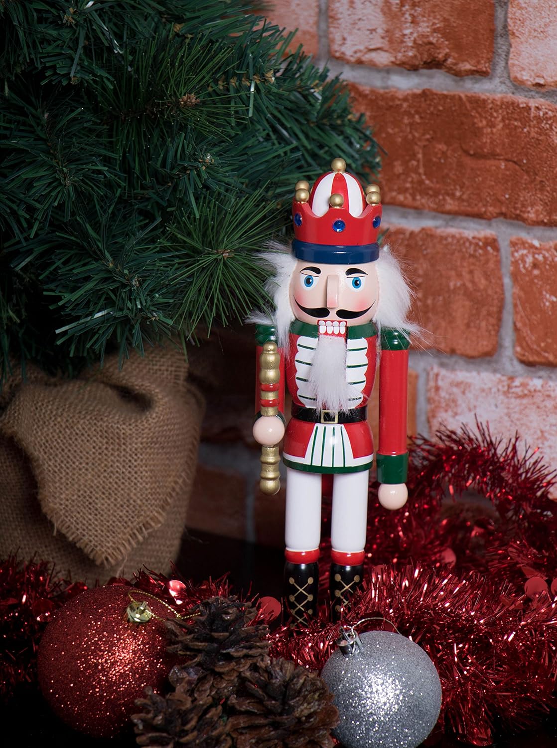10-Inch White King Wooden Nutcracker - Festive Christmas Décor for Shelves