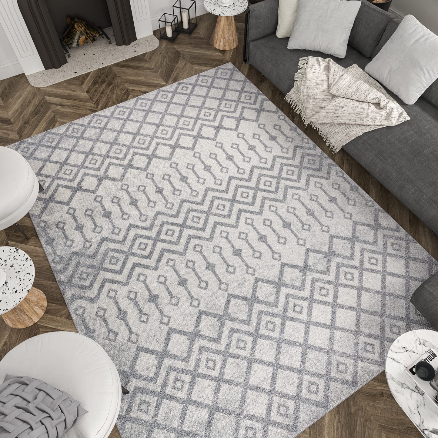 Alexa Beige Modern 5x7 Area Rug - Area Rugs for Living Room - Dining Room or Bedroom Rug - Indoor Entry Entryway Foyer Carpet - Alfombras para Salas Modernas - Modern Rugs, Geometric