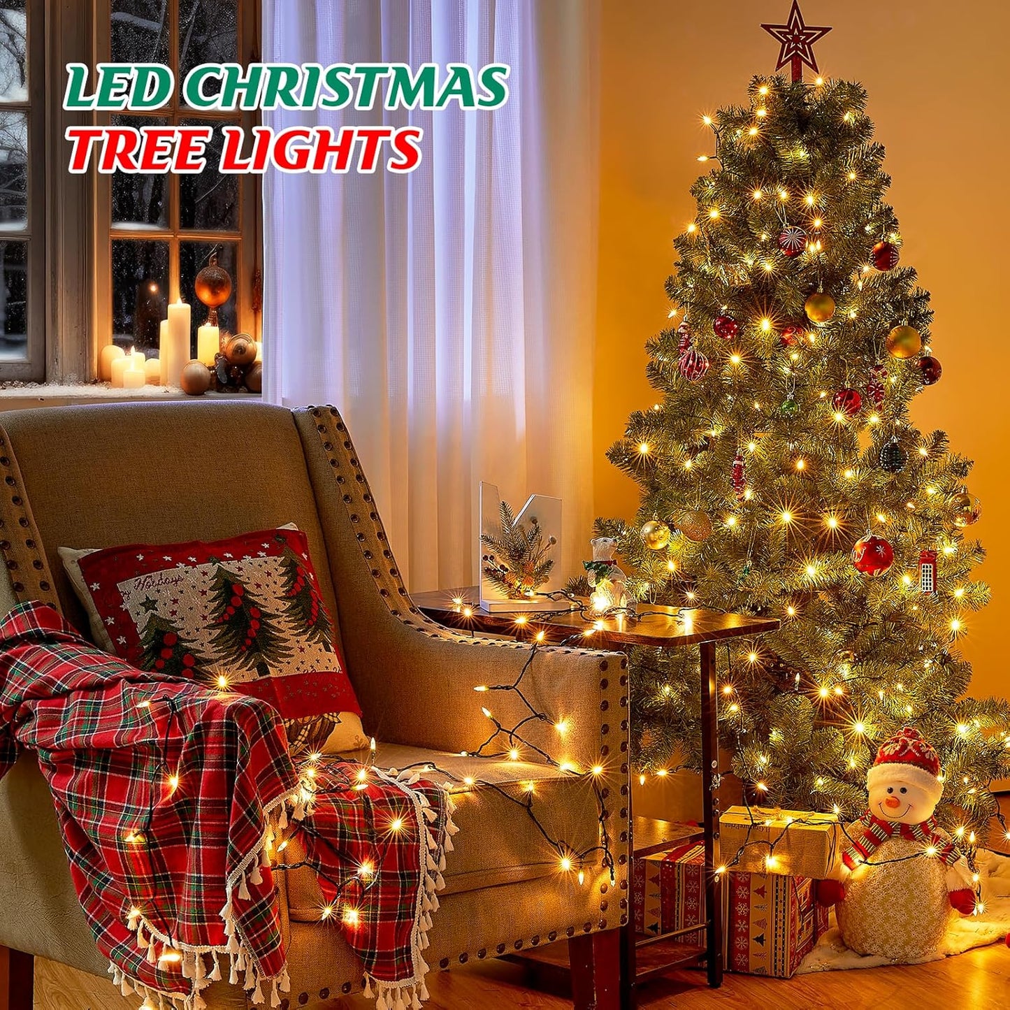 Minetom LED Christmas Lights - 39 FT Warm White Mini String Lights with Remote & USB Power Adapter | Perfect for Holiday Decor