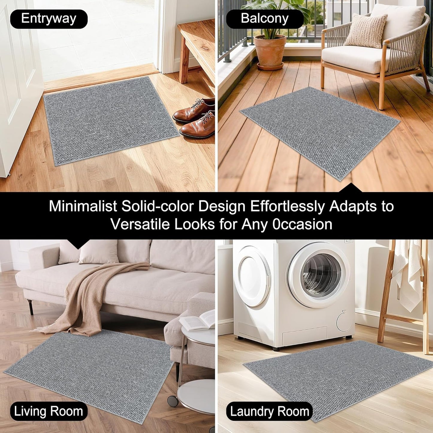 Regine Switzerland Door Mat - 24" x 36" Dirt Trapper | Washable, Non-Slip, Absorbent Grey Entryway Mat