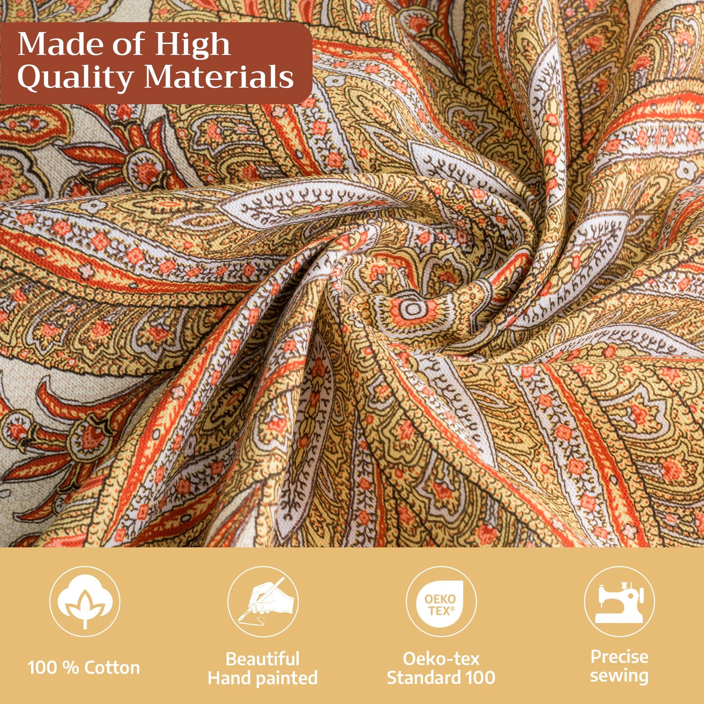 Maison d' Hermine Table Cloth Round Table 100% Cotton 63 Inches Fall Tablecloth Reusable Everyday Use for Thanksgiving Christmas Decorations Dining Farmhouse Party (Kashmir Paisley)