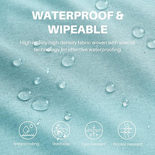 IVAPUPU Textured Linen Table Cloth for Rectangle Table - Light Blue Tablecloths Rectangular Waterproof Wrinkle Free Wipeable Dining Table Cover for Spring Wedding Birthday Kitchen Decor, 60 x 84 Inch