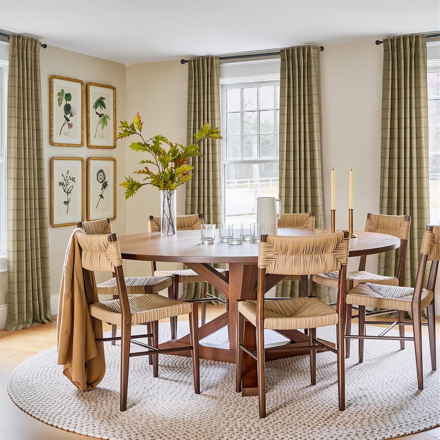 NICETOWN 100% Blackout Plaid Curtains - 84 Inch Long Thermal Insulated Drapes, 2 Panels Set, Burlap