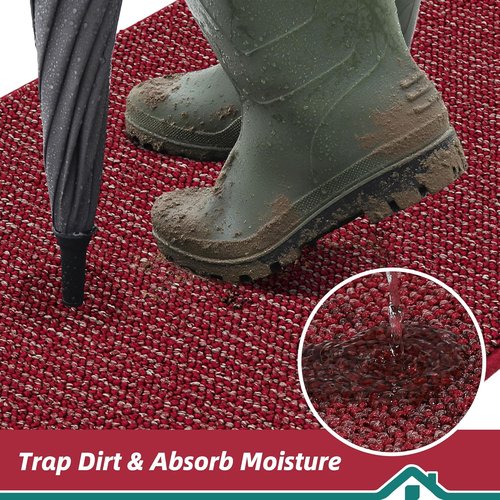 BEQHAUSE Dirt Trapper Door Mat - Non-Slip, Washable, Dirt Resistant | 36" x 60", Red Entryway Mat
