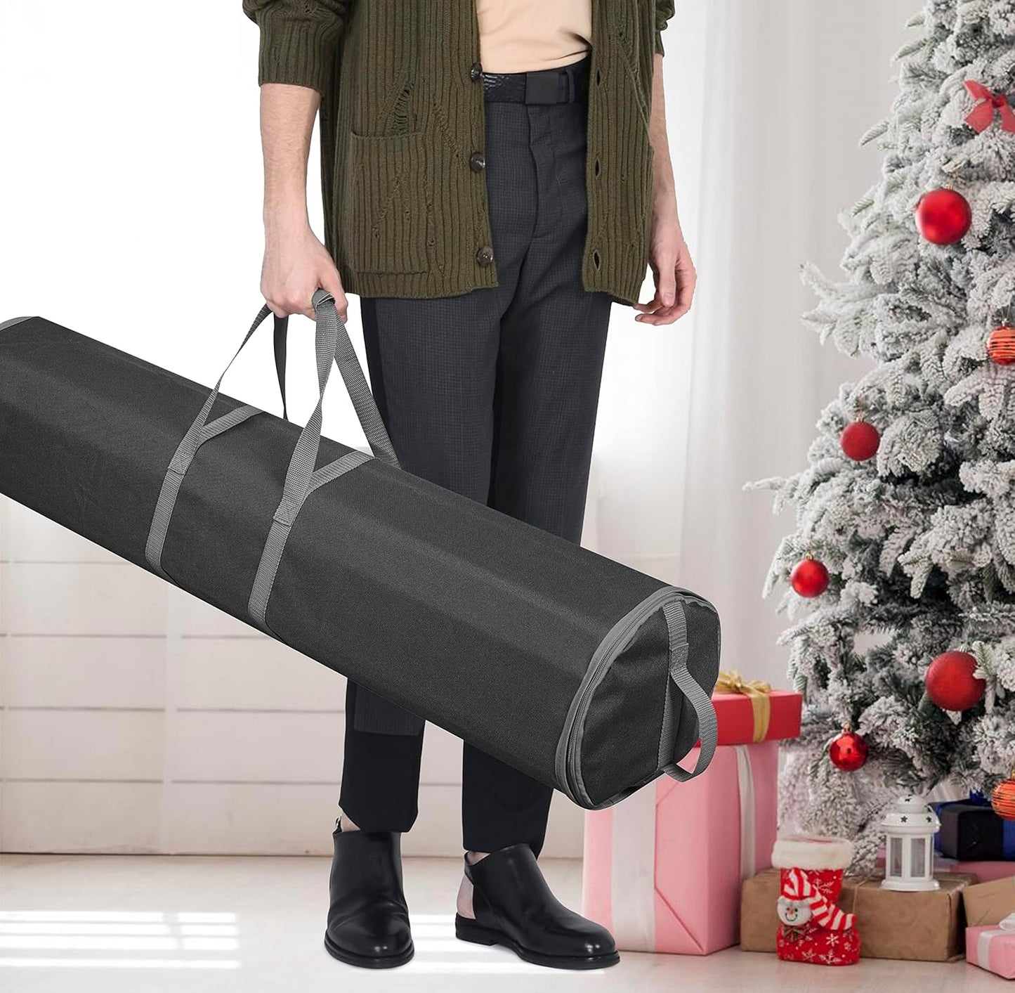 ProPik Wrapping Paper Storage Bag - Heavy Duty Gift Wrap Organizer | Holds 48 Rolls, 40" Long | Black