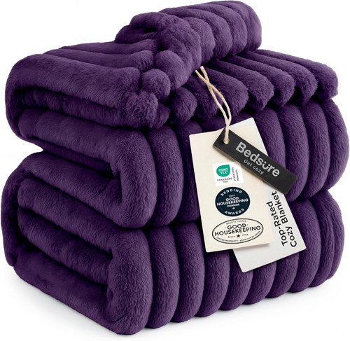 Bedsure GentleSoft California King Size Blanket - Cozy Purple Fleece Throw, 102x96 Inches, Perfect Gift for Women