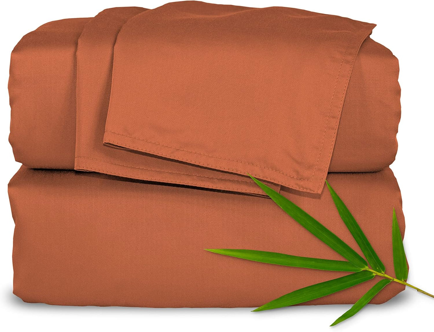 Pure Bamboo Queen Sheets - Luxuriously Soft & Cooling 100% Organic Viscose Bed Set | Terracotta Color