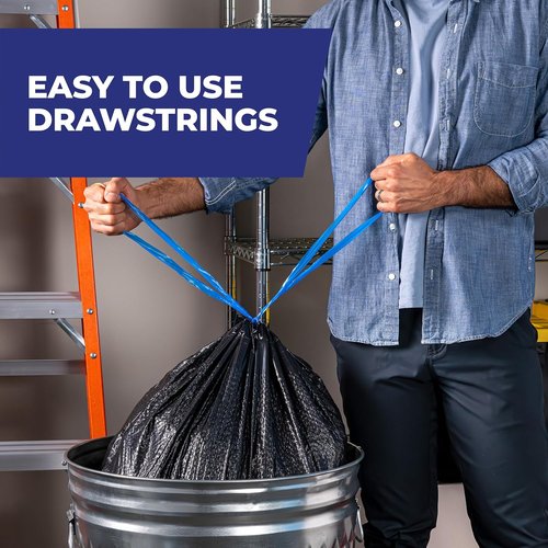 Hefty Ultra Strong 30 Gallon Trash Bags - Break Resistant Drawstring Closure | Black, 50 Count, Fabuloso Watermelon Scent
