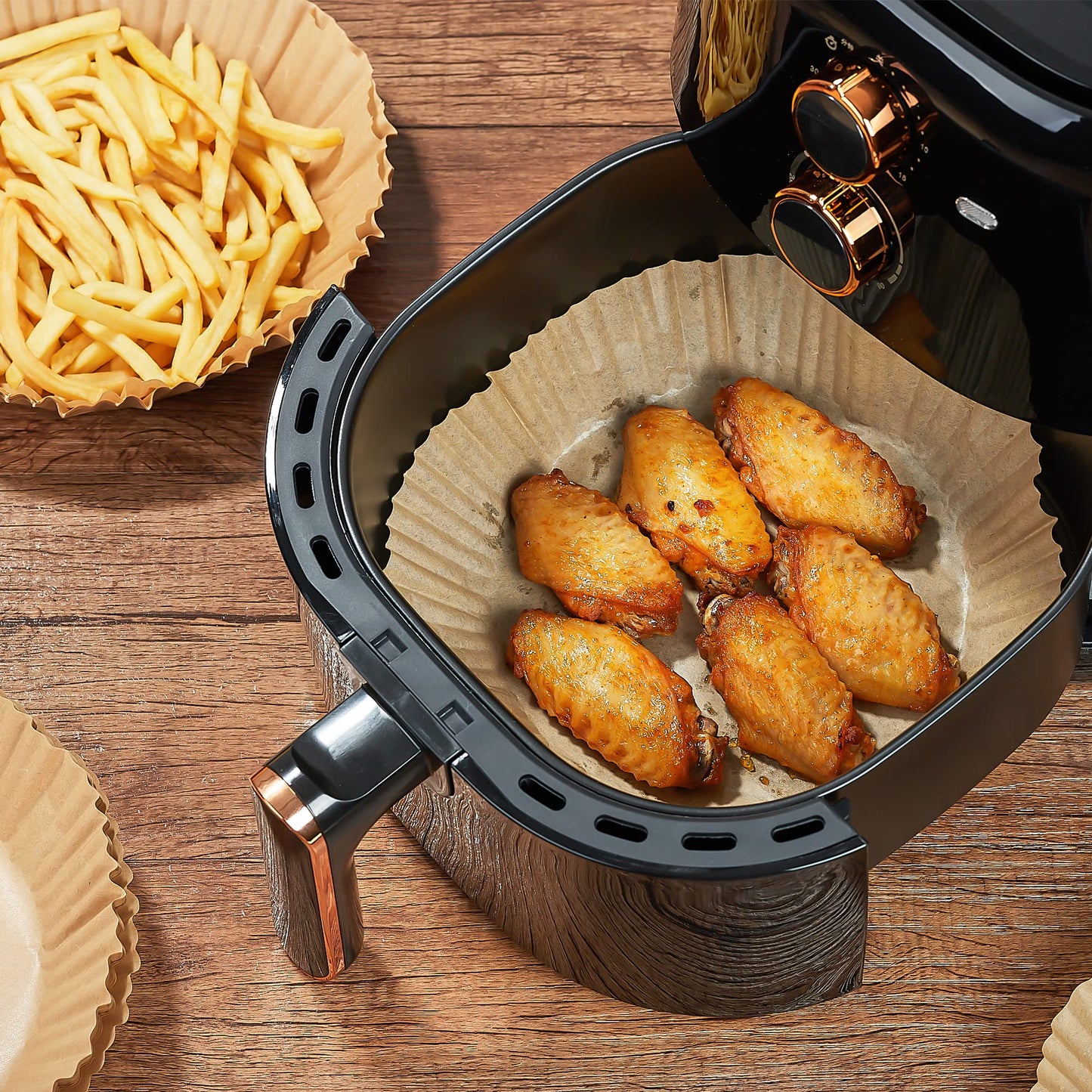 Air Fryer Disposable Paper Liner-300PCS Reusable Liners, Round Parchment Paper, Non-Stick Food Grade Sheets for Fryer, Baking, Cooking 7.9Inch