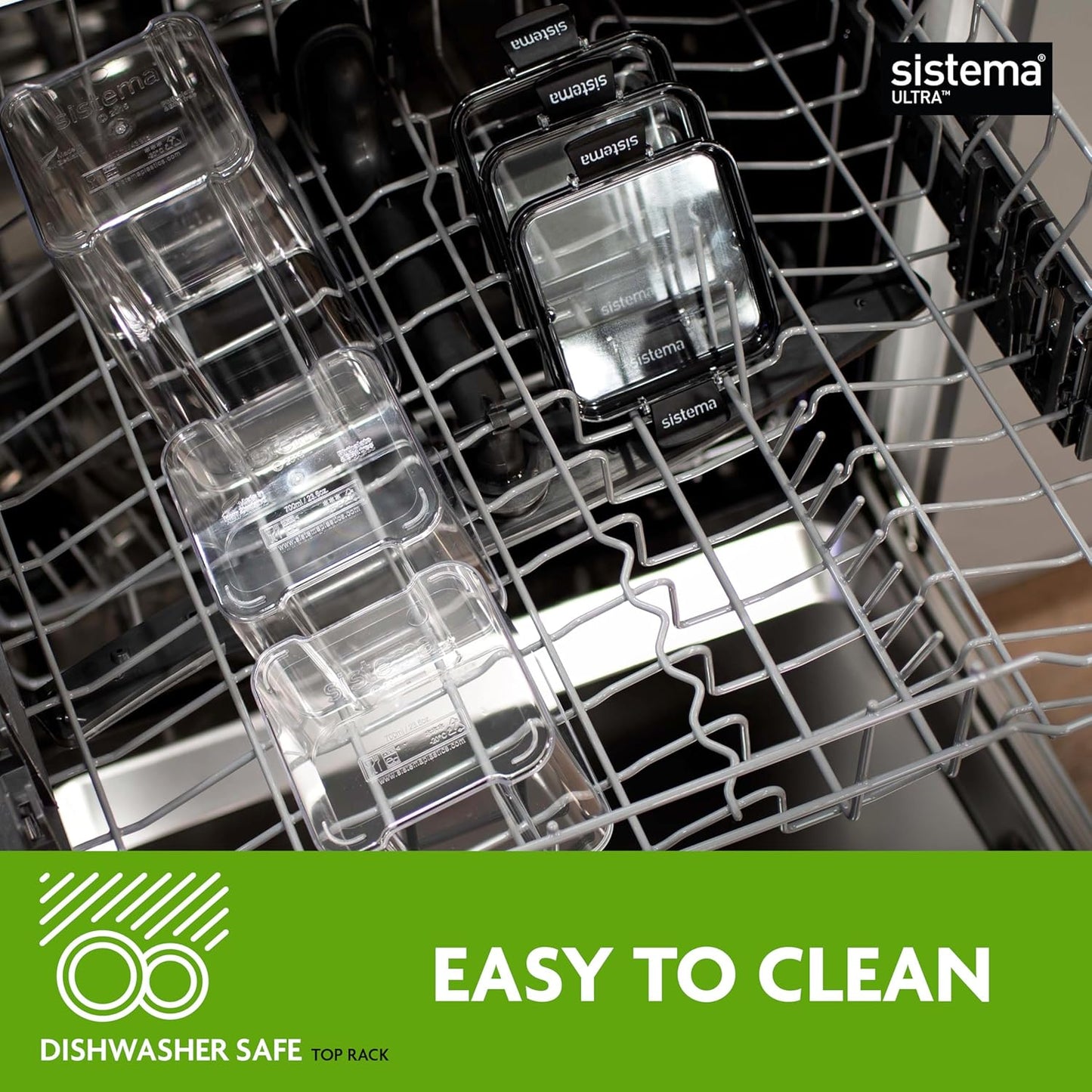 Sistema Tritan Ultra Airtight Storage Containers - 3-Pack, BPA-Free, Stackable & Clear with Locking Clips